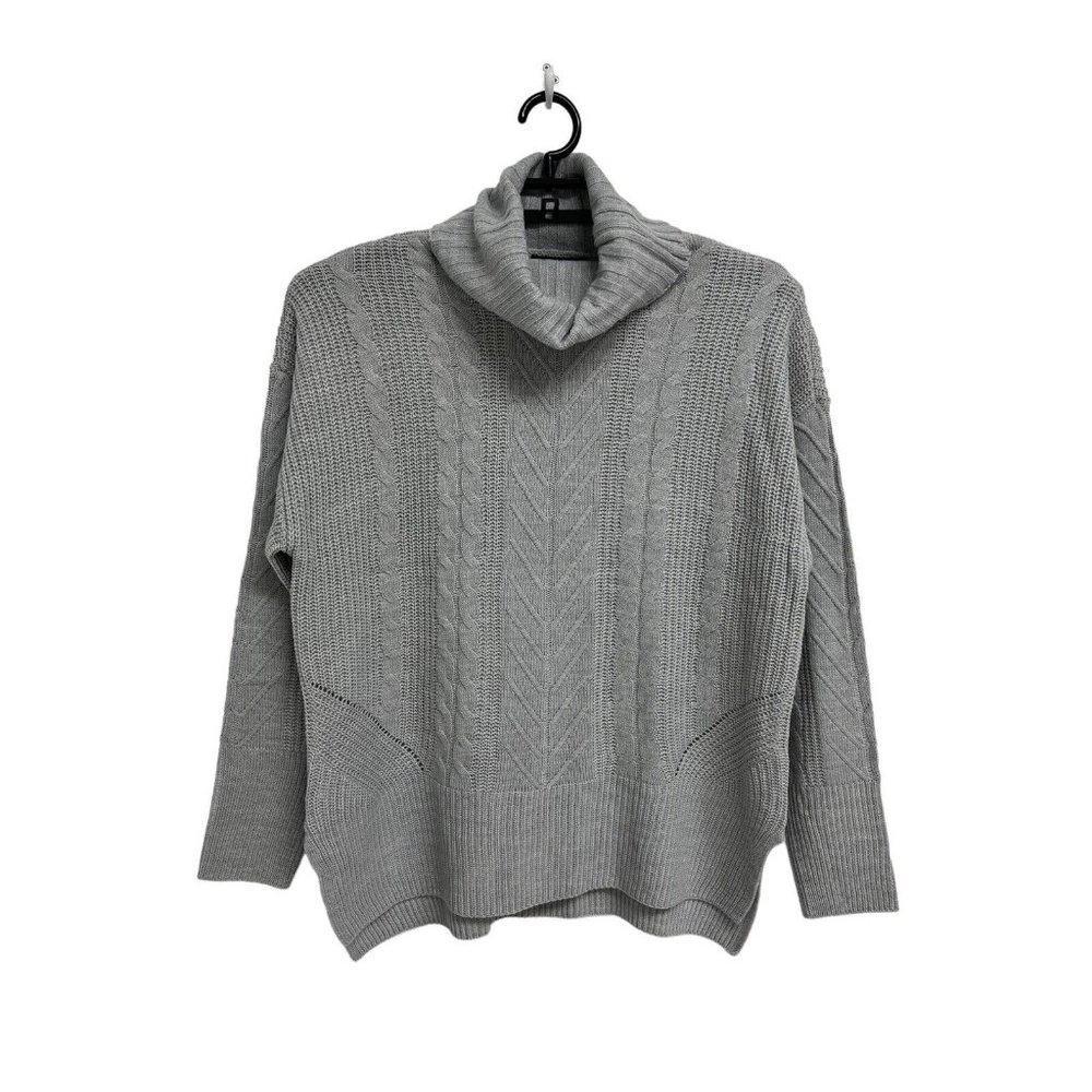 Design 365 Women's Long Sleeve Gray Ribbed Turtle Neck Sweater Size L